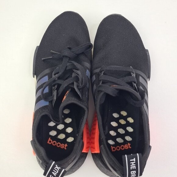 Adidas NMD R1 Black Solar Orange Iridescent Men Athletic Sneakers SZ 8 - Picture 8 of 9
